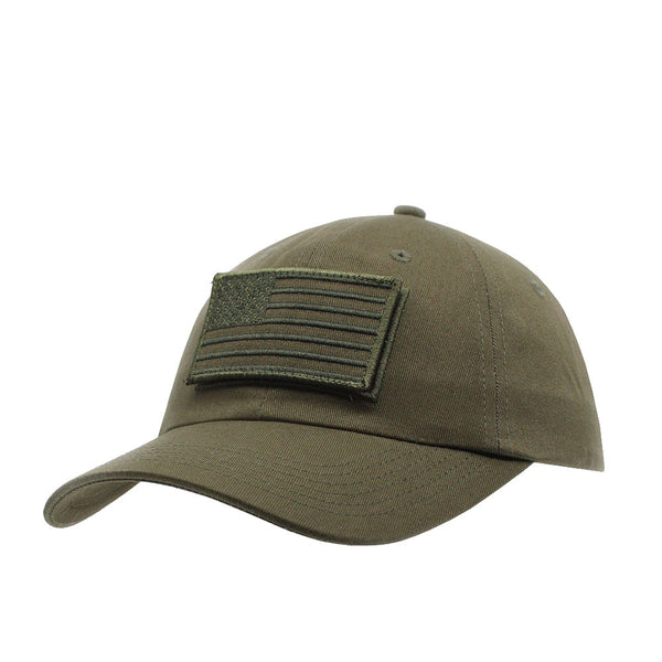 US Flag Tactical Loop Patch Military Unstructured Cotton Baseball Cap