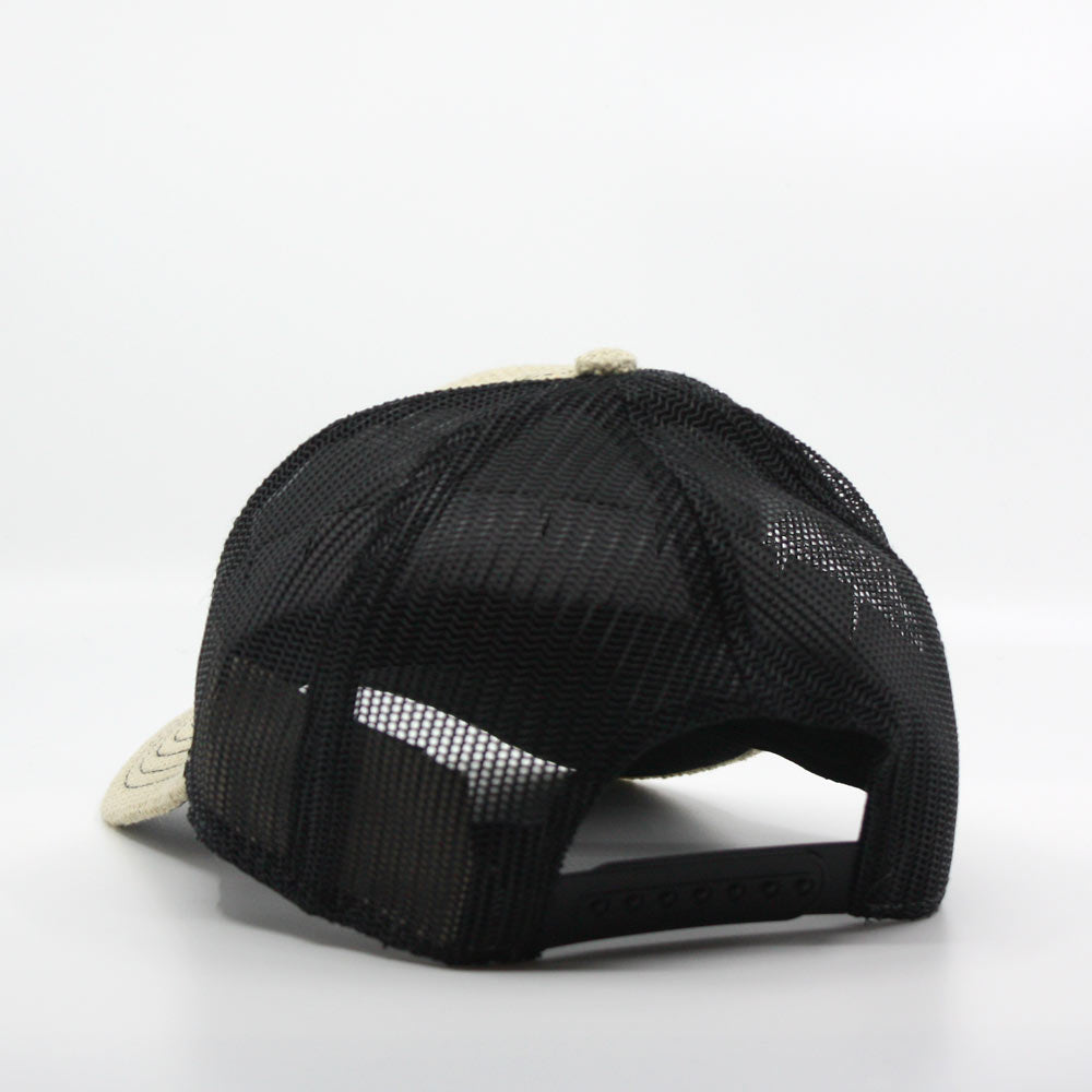 Vented Natural Straw Baseball Cap by Capas Black/Natural / XL