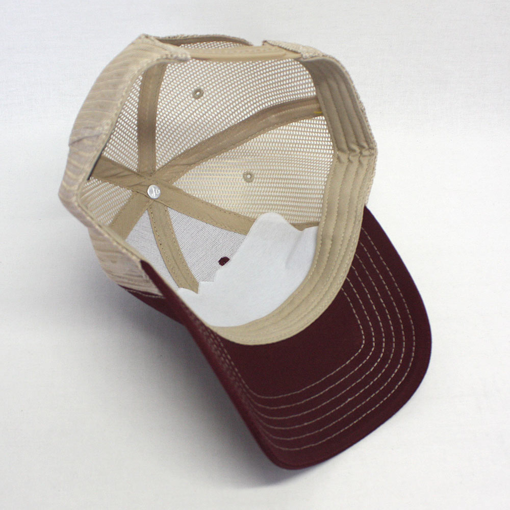 Two-Tone Blank Contrast Mesh Trucker Hats Brown/Creme