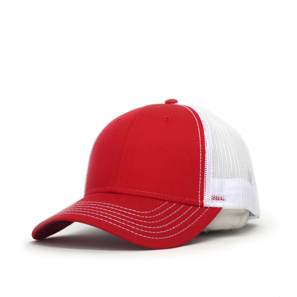 Two-Tone Blank Contrast Mesh Trucker Hats Fuchsia/White