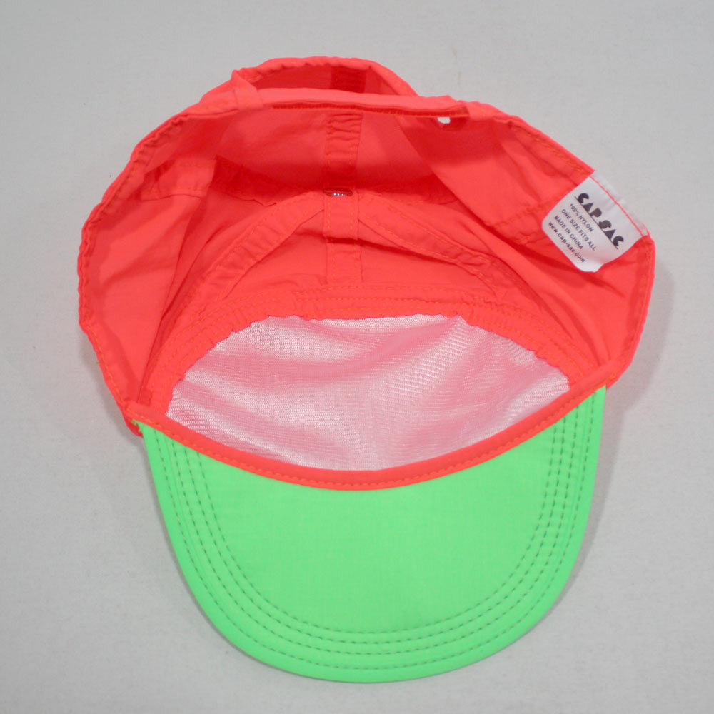 Cap Sac Adjustable Cap with Pocket Tri color Sherbert Orange Green Yellow