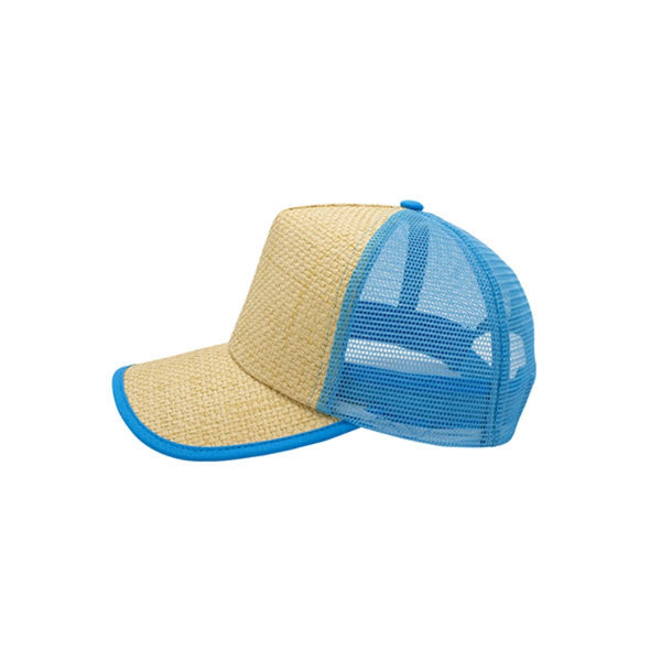 Natural Straw Two Tone Striped Baseball Cap